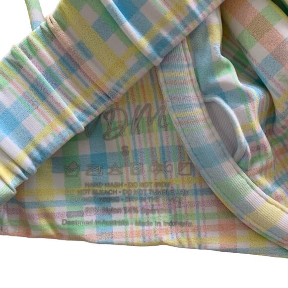 VDM Revolve Isla White Pastel Plaid Print Underwire Swimwear Bikini Top Sm - Picture 6 of 7